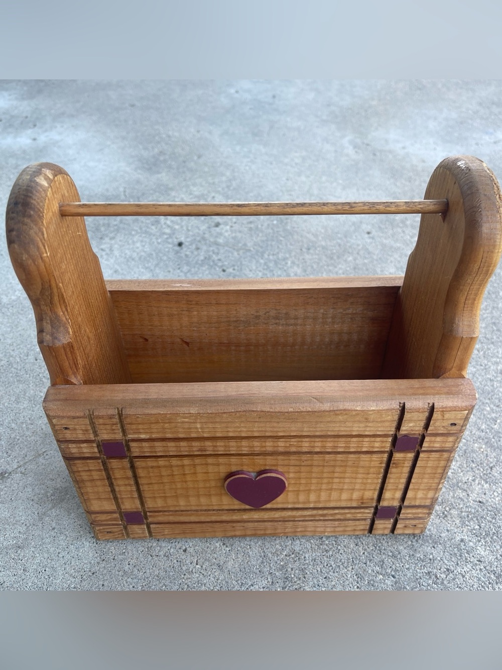 Vintage 90s Country Cottage Cottagecore Wooden Handle Basket Storage Whimsy Farm